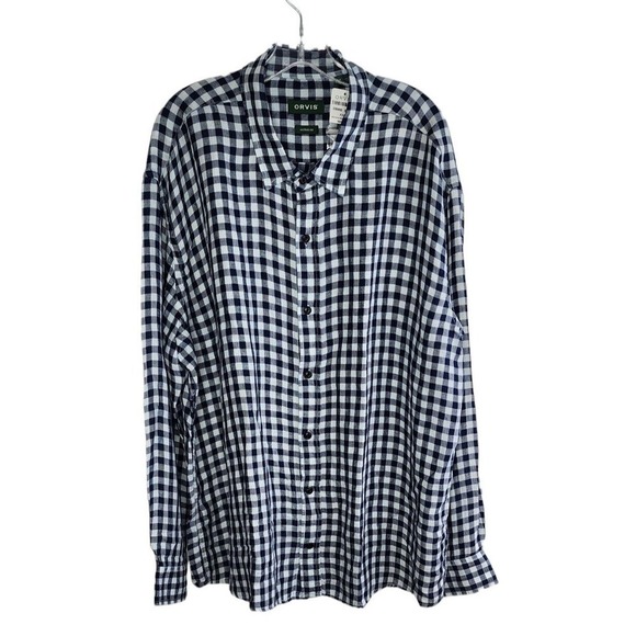 Orvis Westview Gingham Linen Tencel Long Sleeve Active Fit Button Up Shirt XXL - Picture 1 of 9